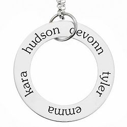 Mother's Personalized 5-Name Sterling Silver Open Loop Pendant