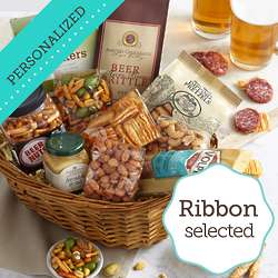 Best with Beer Snacks Basket with Personalized Ribbon