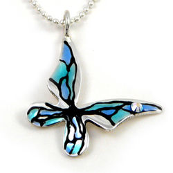 Blue Butterfly Sterling Silver Necklace