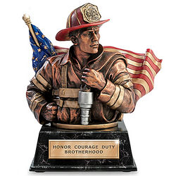 Firefighter Cold Cast Bronze Coin Bank