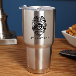 Personalized Police Badge Insulated Travel Mug