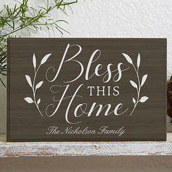 Bless This Home Personalized 7" Shelf Decor Block