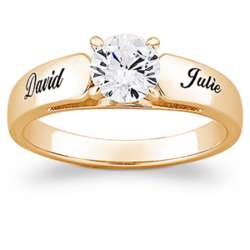 18K Gold over Sterling Cubic Zirconia Personalized Wedding Band