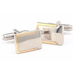 Personalized Rectangular Two Tone Cuff Links