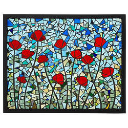 Poppies Stained Glass Mosaic Panel
