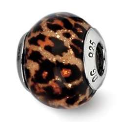 Brown Jaguar Print Pandora Compatible Charm Bead