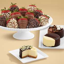 Dipped Cheesecake Trio & 12 Milk and Dark Strawberries Gift Box