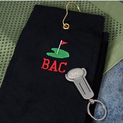 Personalized Golf Towel & Key Ring Tool Set