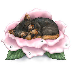 ASPCA Yorkie in a Rose Dog Figurine