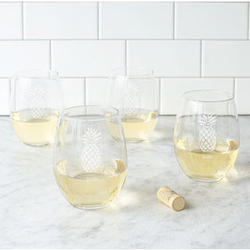 Personalized Pineapple Design Stemless Wine Glasses