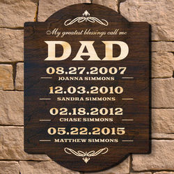 My Greatest Blessings Call Me Dad Personalized Wall Sign