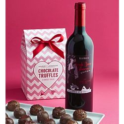 Chocolate Truffles and Bottle of Cabernet Wine