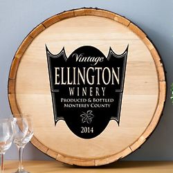 Personalized Family Crest Wine Barrel Sign