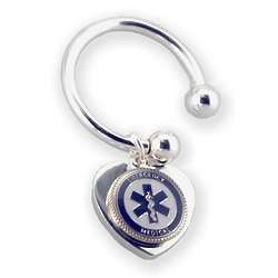 Personalized Blue Heart EMT Key Chain