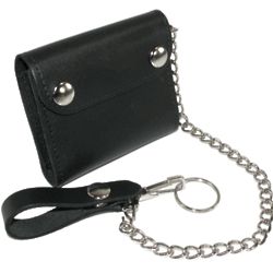 Bifold Genuine Leather Trucker Wallet with Chain