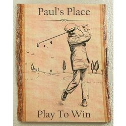 Vintage Golfer Personalized Basswood Plank Sign