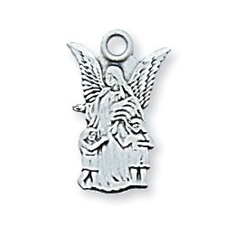 Sterling Silver Guardian Angel Pendant Necklace