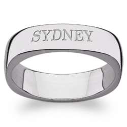 Sterling Silver Squared Polished Name Band