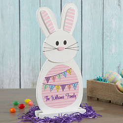 Happy Easter Personalized Easter Bunny Wood Decor