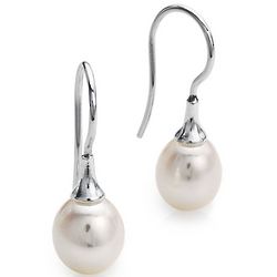 Oval Freshwater Cultured Pearl Drop Earrings