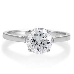 Sterling Silver Round Cubic Zirconia Solitaire Promise Ring
