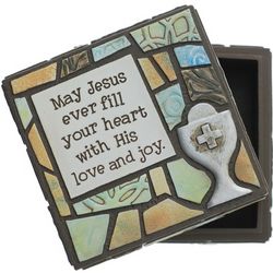 First Communion Stained Glass Style Keepsake Box