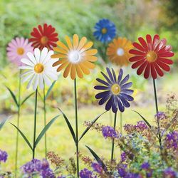 2 Colorful Daisy Garden Spinners