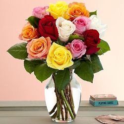 One Dozen Rainbow Roses Bouquet