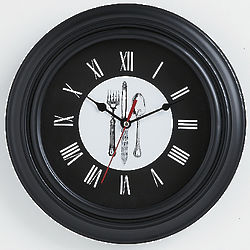 Black Flatware Clock