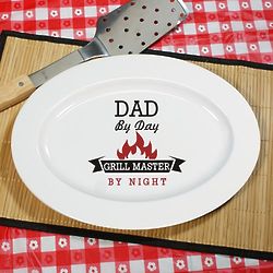Personalized Dad By Day, Grill Master By Night Platter