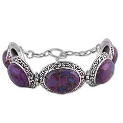 Purple Bliss Sterling Silver Link Bracelet