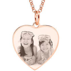 Rose Gold Plated Stainless Steel Heart Photo Pendant