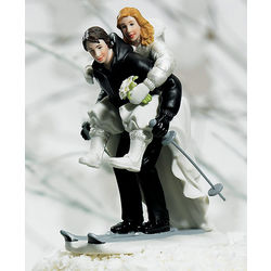 Winter Skiing Wedding Couple Cake Topper