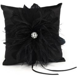 Feathered Flair Ring Pillow