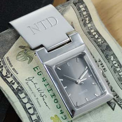 Personalized Graphite Face Watch Money Clip