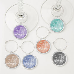 6 Personalized Name Watercolor Wine Charms