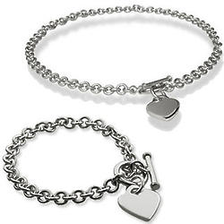 Sterling Silver Heart Tag Bracelet & Necklace Set