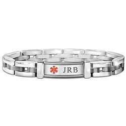 Men's Medical Alert Personalized Stainless Steel ID Bracelet