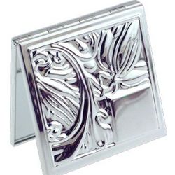 Engravable Silver Plated Purse Compact