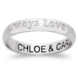 Sculpted Platinum Plated Sterling Top-Engraved Slim Message Band