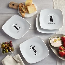 4 Personalized Decorative Monogram Appetizer Trays
