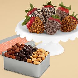 Snack Lover's Nut Trio & Half Dozen Premium Strawberries