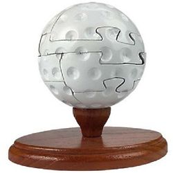 Golf Ball 3D Wooden Puzzle with 50 Sports Trivia Cards