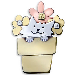 Cat In a Flower Pot Pin