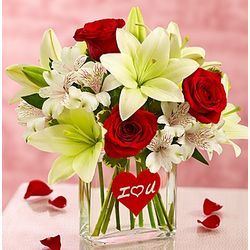 I Love You Bouquet in a Rectangle Vase