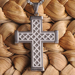 Personalized Silver Weave Cross Necklace