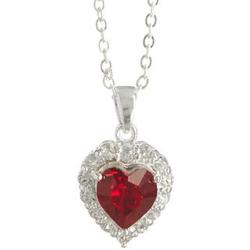 Swarovski Red Crystal Heart Silver-Tone Necklace