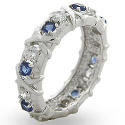 Sapphire 16-Stone Ring with Silver Crosses