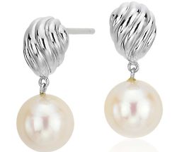 Freshwater Cultured Pearl and Sterling Silver Twist Earrings