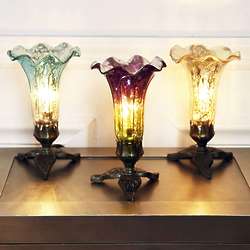 3 Mercury Glass Lily Accent Lamps in Ombre Shades